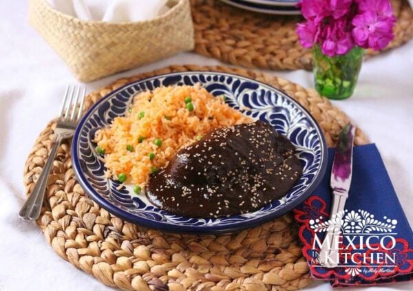 mole poblano with chicken and rice 