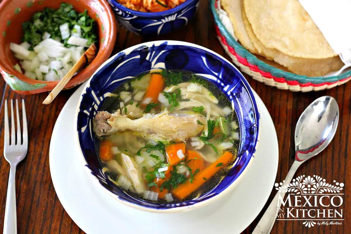 Caldo de pollo chicken soup mexicanr recipe