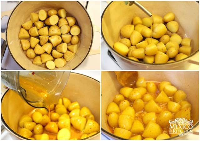 cooked potatoes in a stockpot