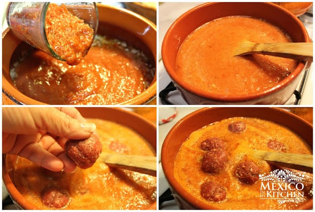 step by step images for making sopa de albondigas