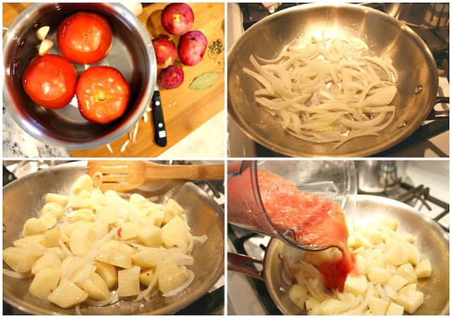 cooking tomatoes and white onions