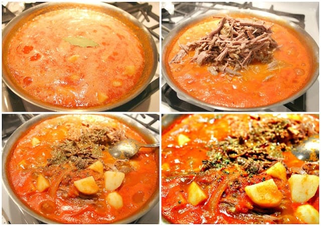 cooking ropa vieja in tomato broth