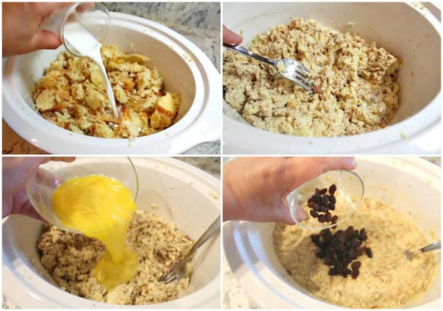 step by step instructions with photos of the process to make bread pudding