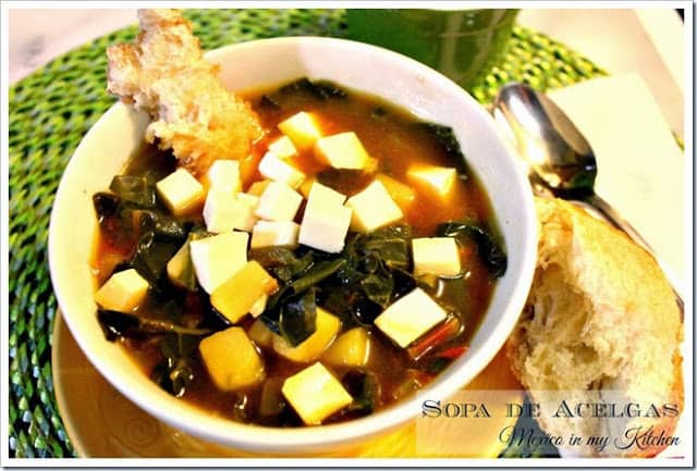 Healthy Mexican Recipes | Swiss Chard, potato and cheese soup.