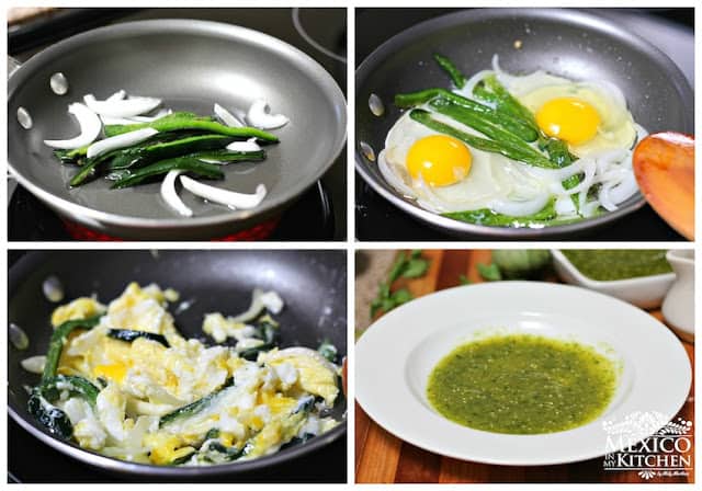 Pan Scrambled eggs with salsa verde | mexican recipe