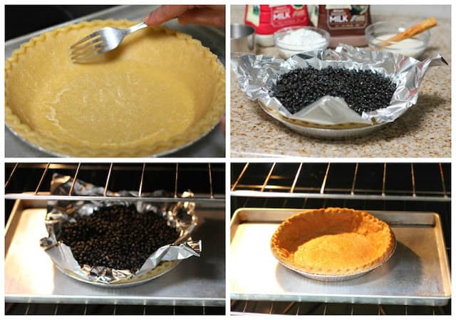 Baking blind pie crust, milk pie