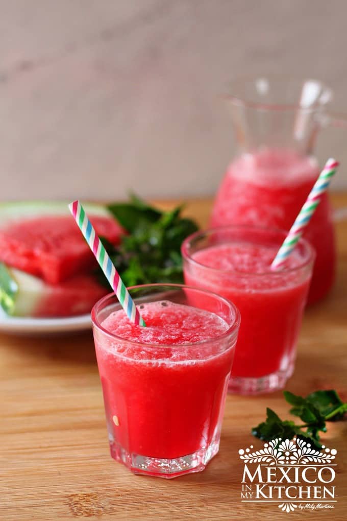Watermelon agua fresca quick refreshing summer drink with watermelon. 