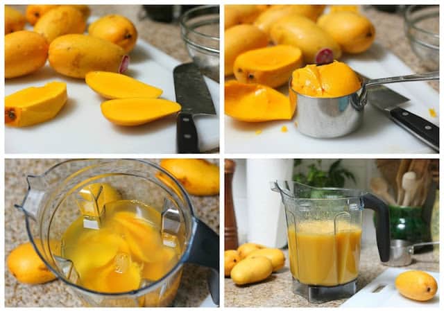 Mango Agua Fresca Recipe cutting the mangos