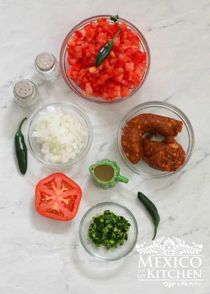 Chorizo in salsa ingredients | Mexican recipes