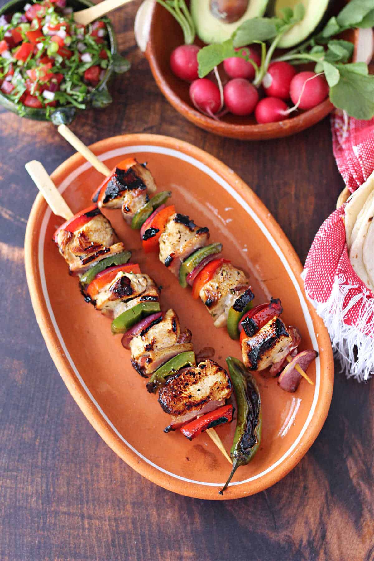Mexican chicken kebabs