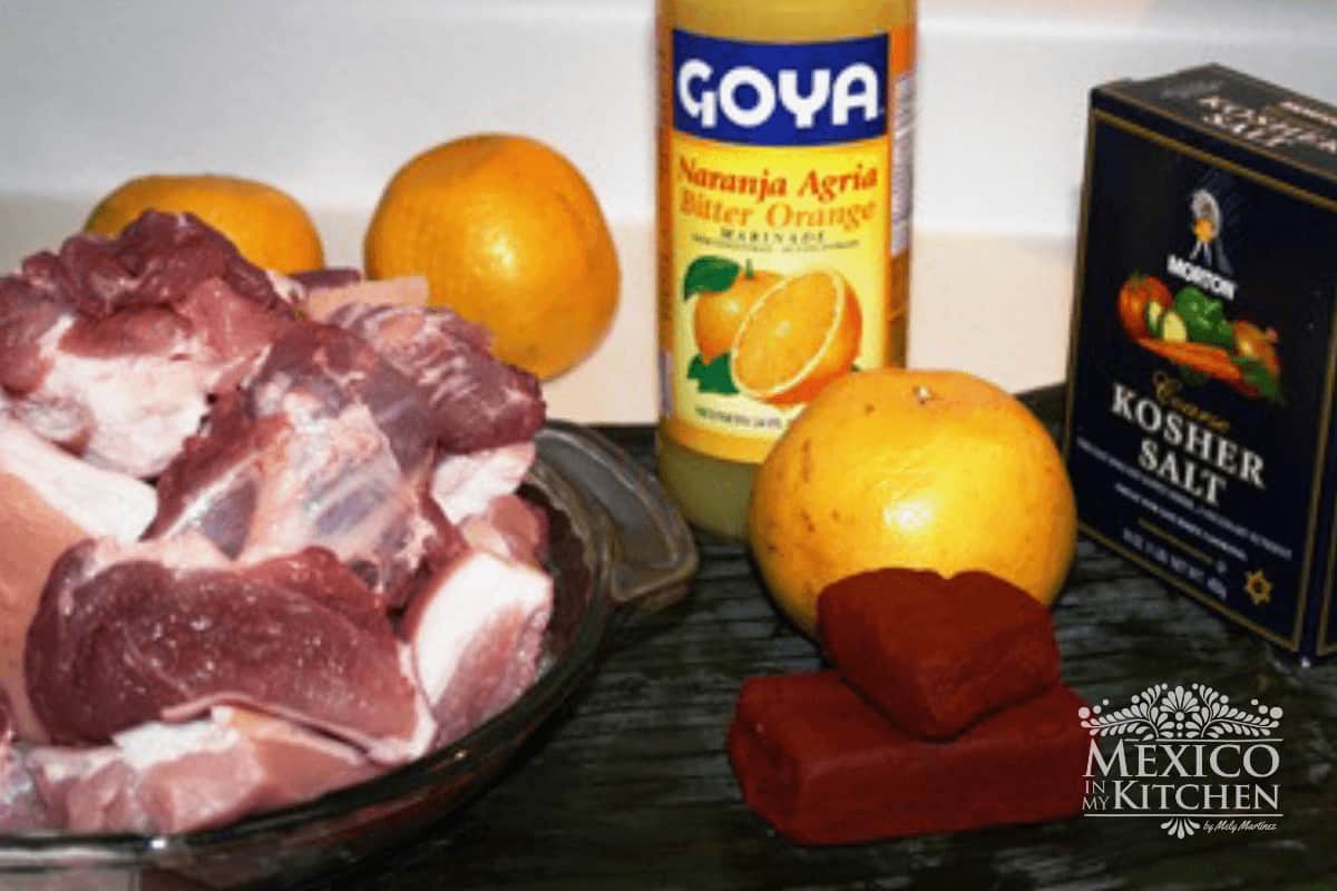 Pork , achiote and other ingredientes