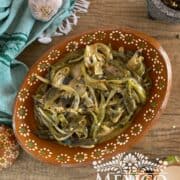 Mexican Rajas con Crema served on a platter