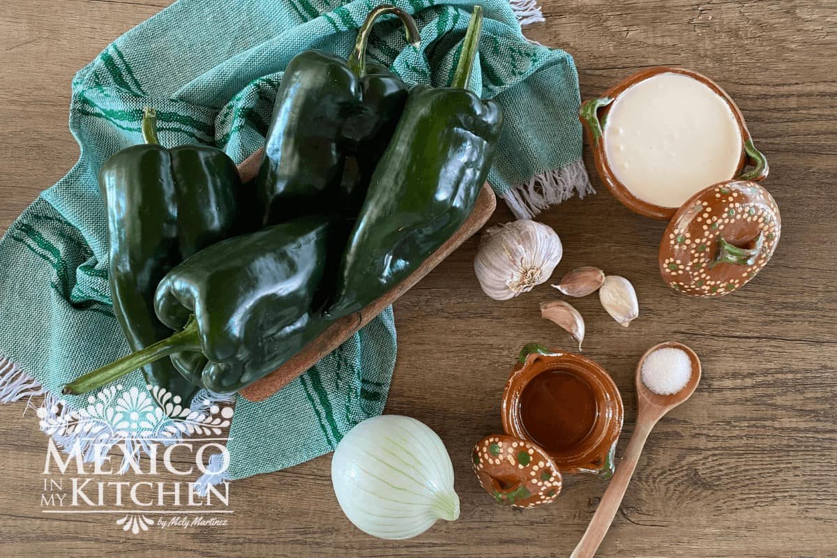 Poblano peppers and Mexican cream for recipe