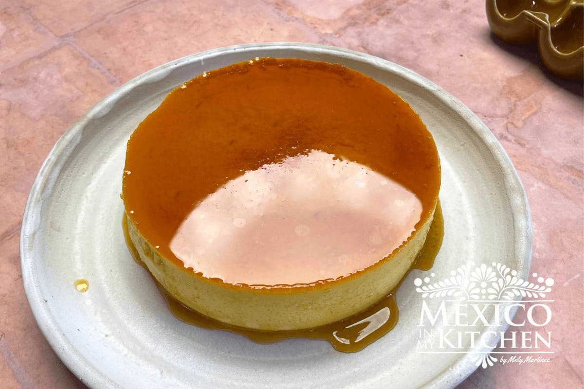 Flan served in a platter cover with caramel