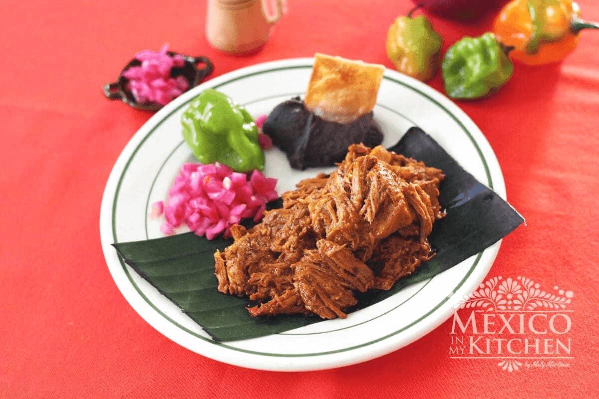 Another great healthy Mexican Recipe. Shredded pork on a banana leaf.