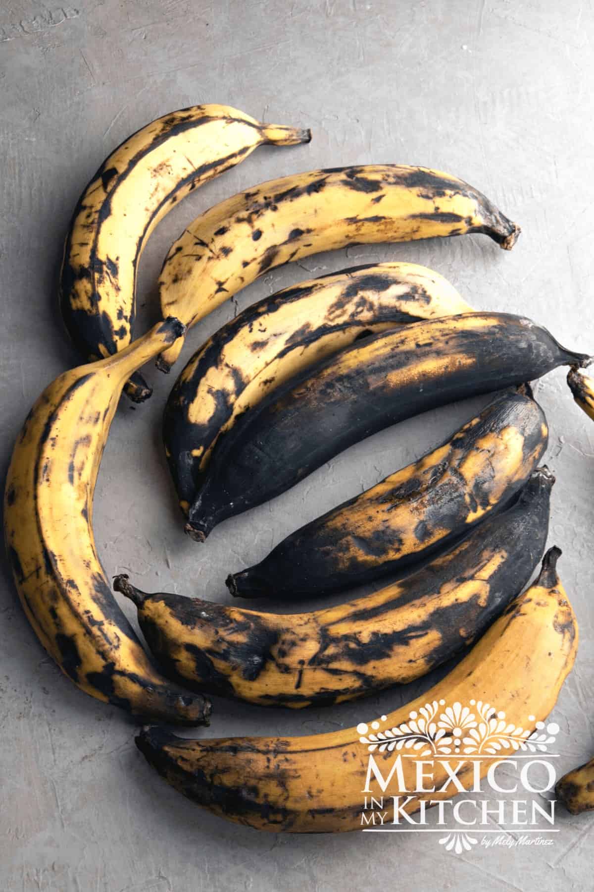 Plantains in different stages of ripening