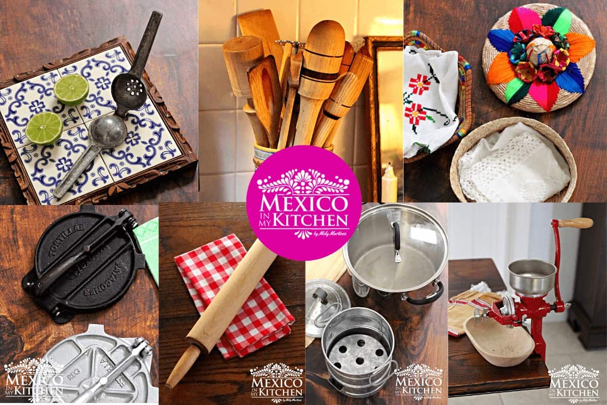 Collage picture of Mexican utensils