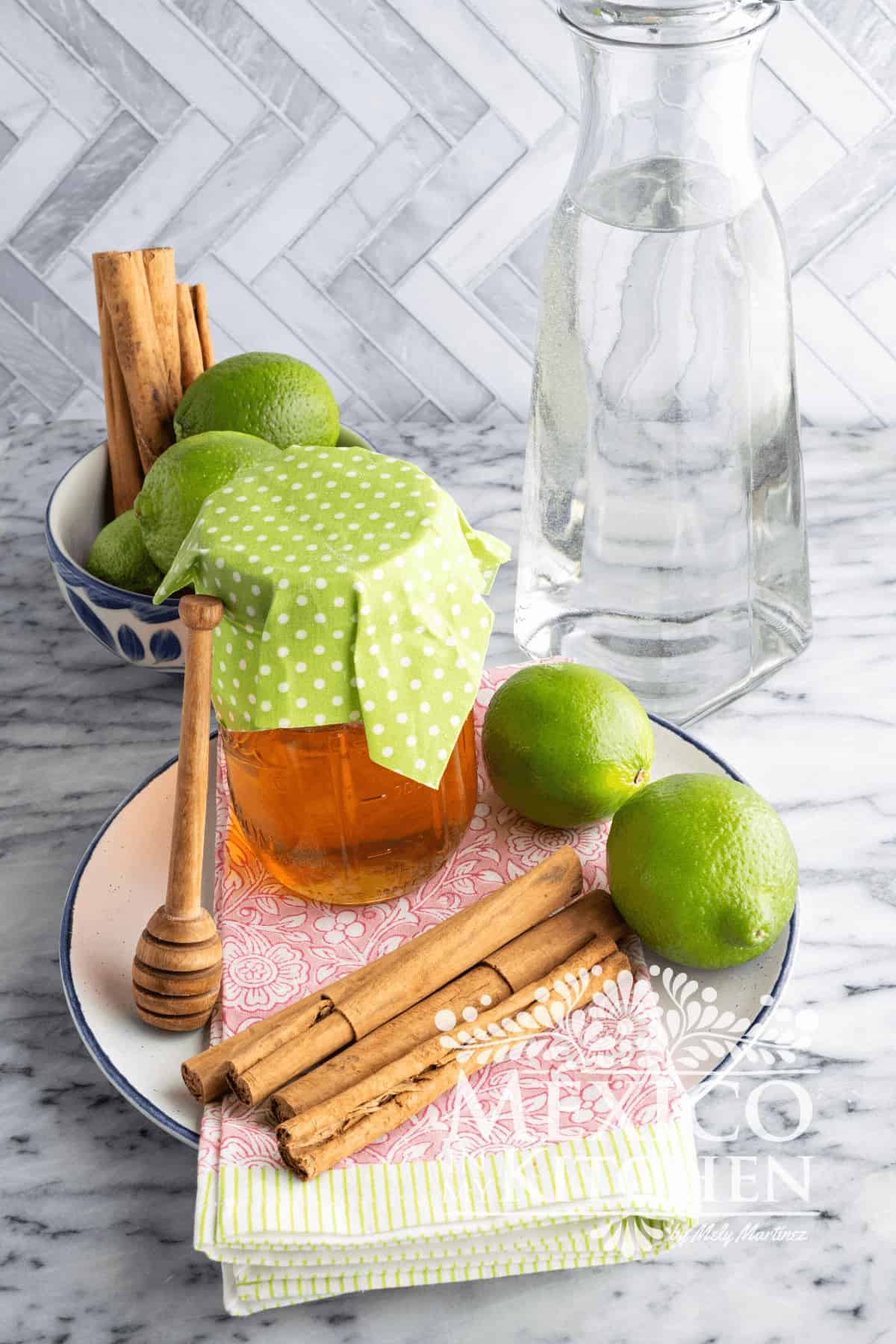 Mexican cinnamon, honey, limes and water.