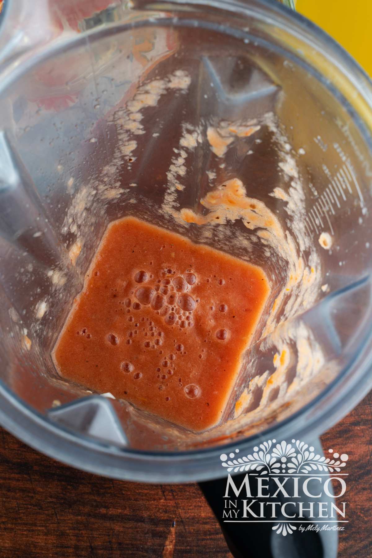 Tomato sauce in a blender.