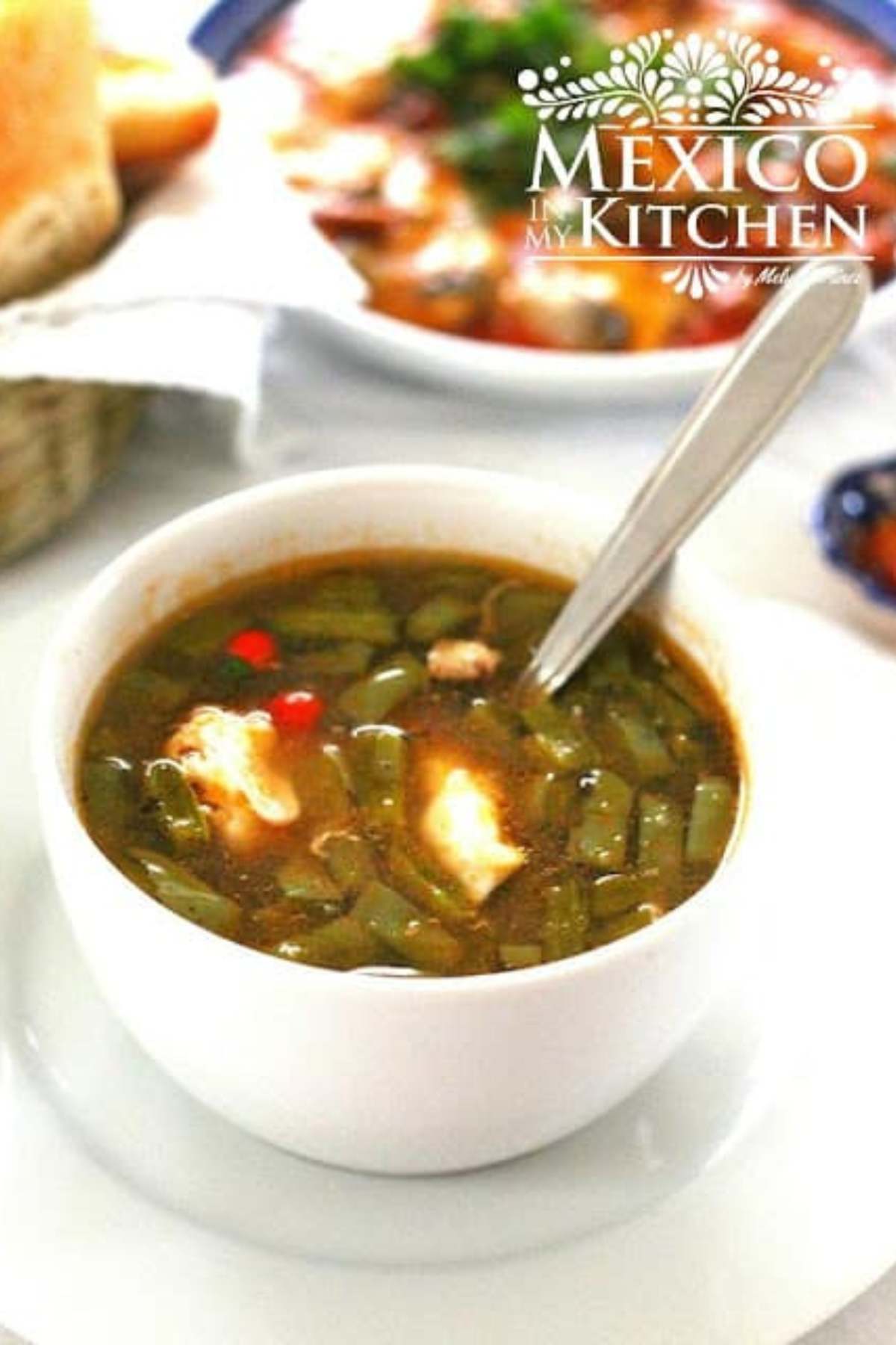 Collection of Mexican soups like this bowl of cactus soup.
