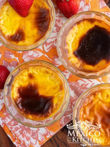Mexican Jericallas in glass ramekins.