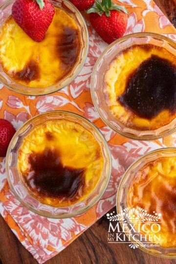 Mexican Jericallas in glass ramekins.